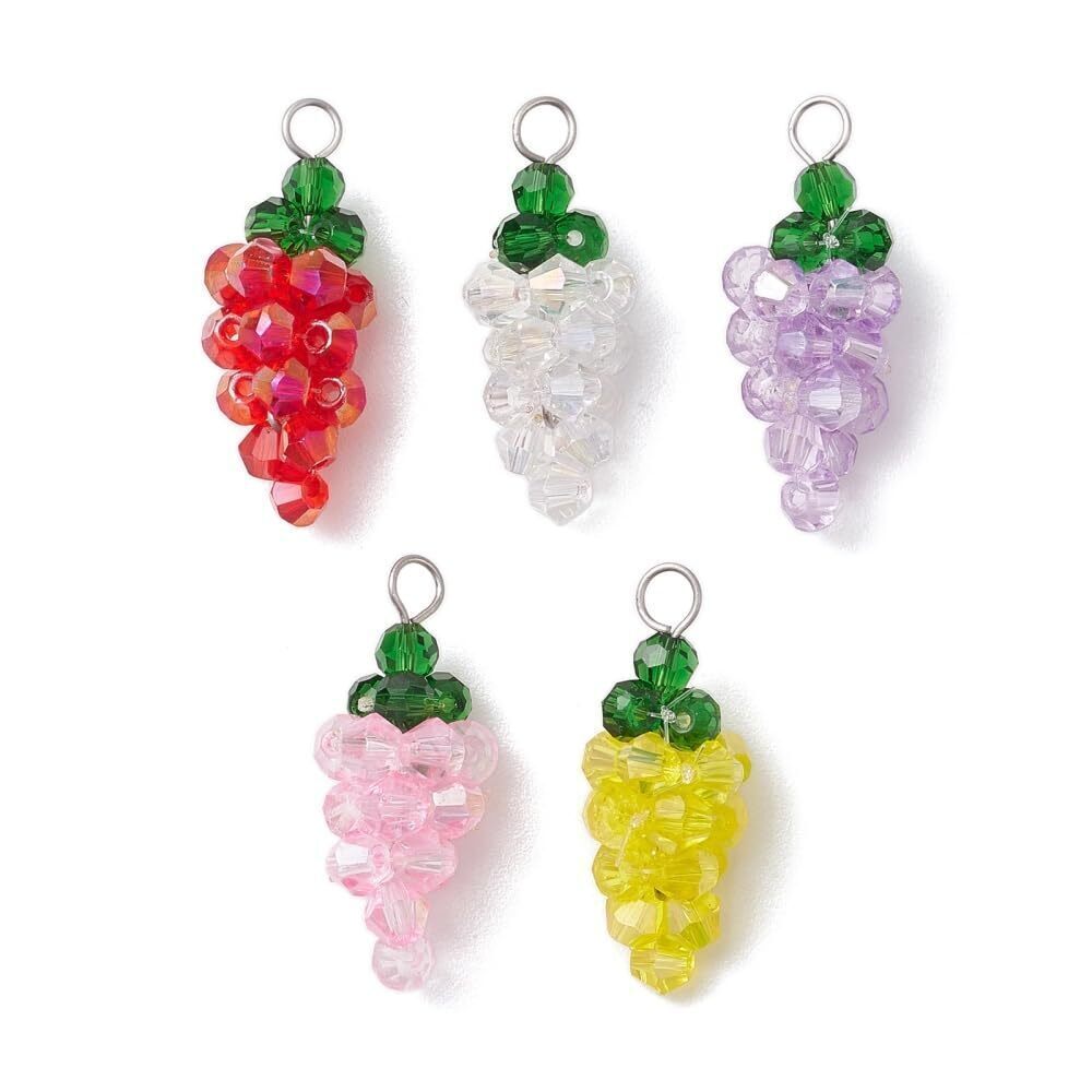 2471 20Pcs Colorful Handmade Grape Glass Seed Bead Charms 3D Imitation